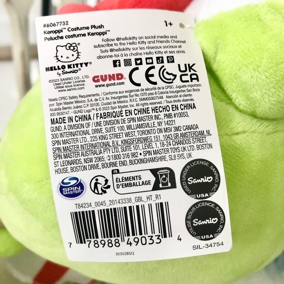 Hello Kitty, In, Keroppi, Costume, Plush, 10", Stuffed Hello Kitty, Toy, NWT - Picture 12 of 12